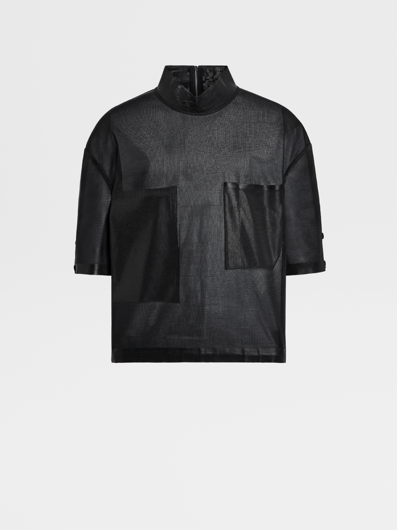 Black Silk and Cotton 3/4 Sleeve T-shirt